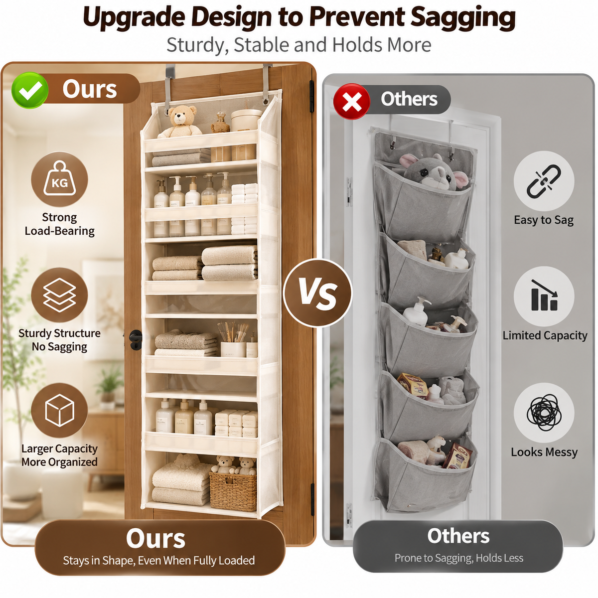 🔥 30% | Healrize® Over the Door Organizer with Pockets for Bedroom, Bathroom, Nursery & Closet Storage