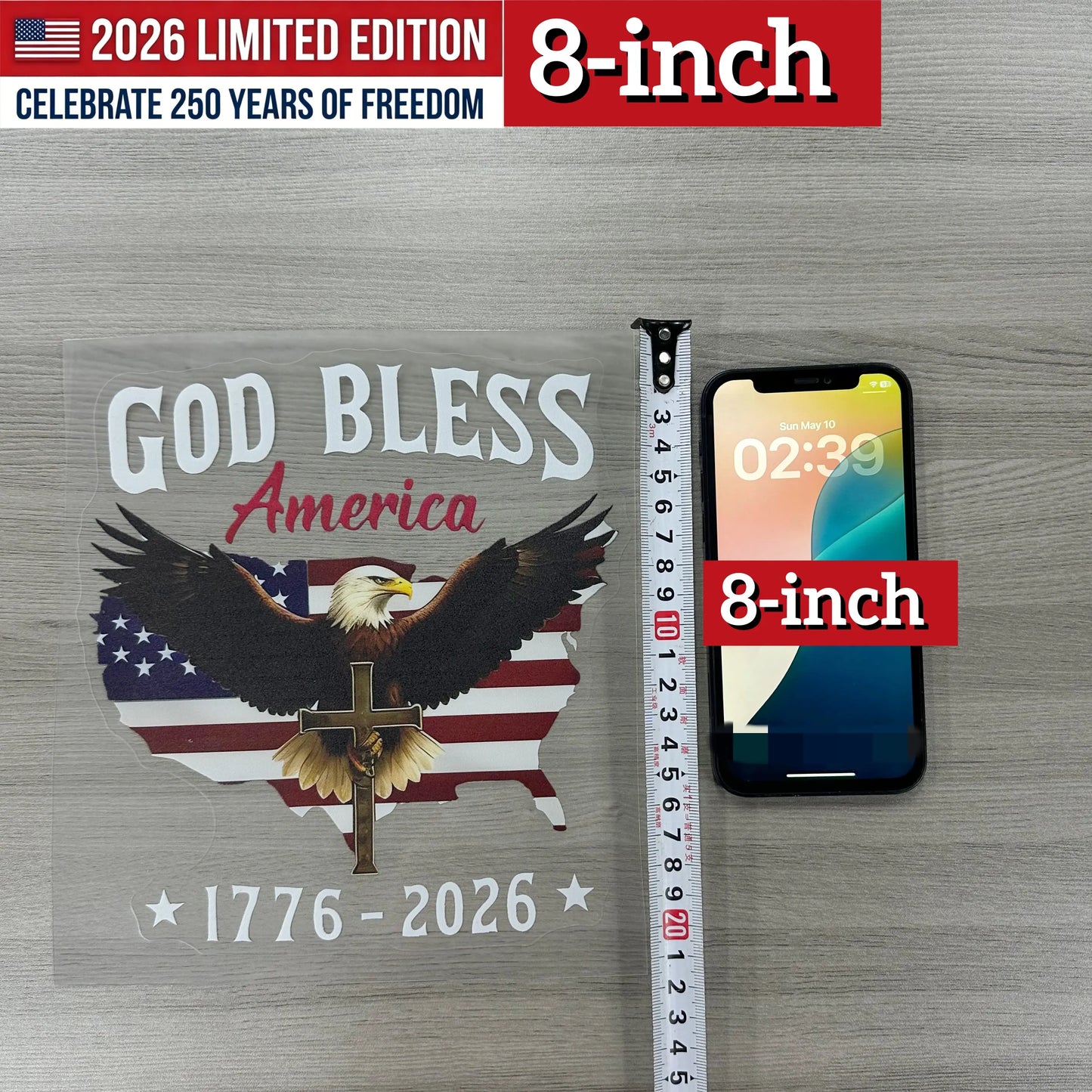 🇺🇸USA 250th Anniversary Sticker 1776-2026, 🏆God Bless America Patriotic Car Decal with Bald Eagle, Cross & American Flag, Waterproof Vinyl Window Sticker for Cars, Trucks, RVs, Veteran Gift