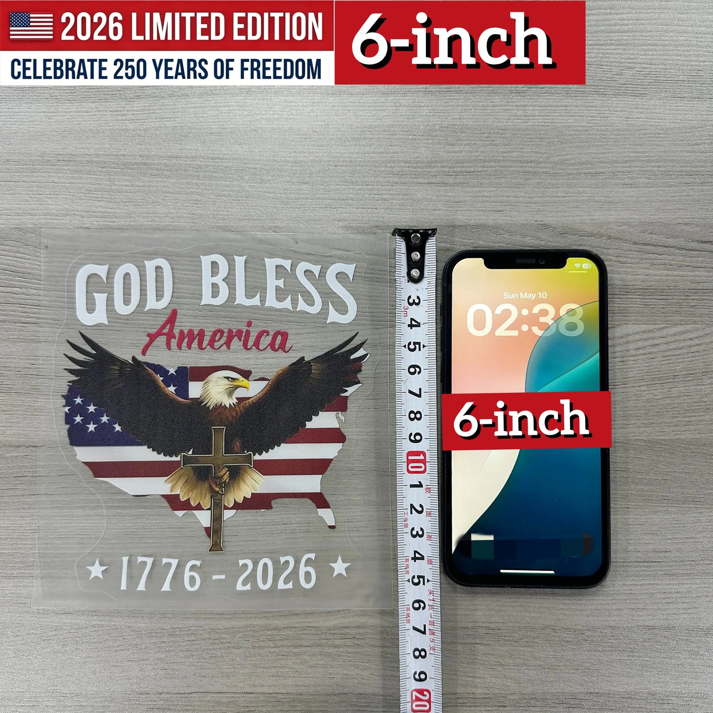 🇺🇸USA 250th Anniversary Sticker 1776-2026, 🏆God Bless America Patriotic Car Decal with Bald Eagle, Cross & American Flag, Waterproof Vinyl Window Sticker for Cars, Trucks, RVs, Veteran Gift