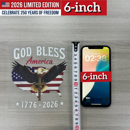 🇺🇸USA 250th Anniversary Sticker 1776-2026, 🏆God Bless America Patriotic Car Decal with Bald Eagle, Cross & American Flag, Waterproof Vinyl Window Sticker for Cars, Trucks, RVs, Veteran Gift