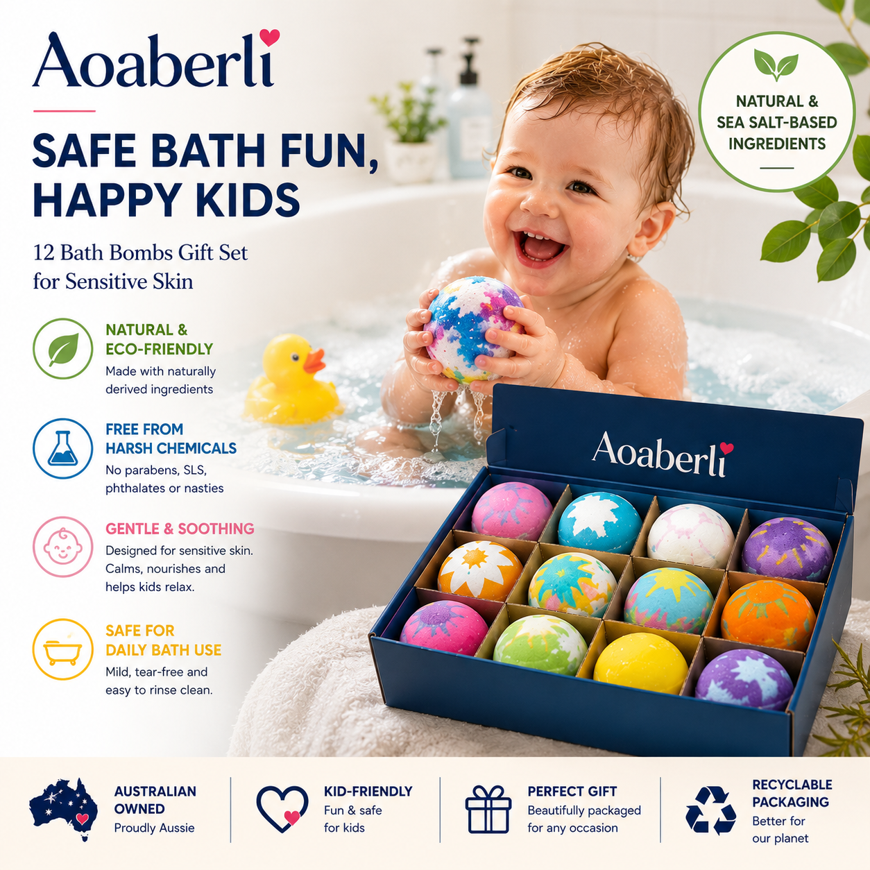 6 Bath Bombs + 6 Surprise Ocean Toys