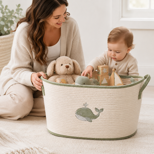 Cute Whale Baby Toy Storage Basket