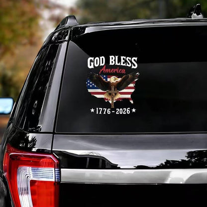 🇺🇸USA 250th Anniversary Sticker 1776-2026, 🏆God Bless America Patriotic Car Decal with Bald Eagle, Cross & American Flag, Waterproof Vinyl Window Sticker for Cars, Trucks, RVs, Veteran Gift