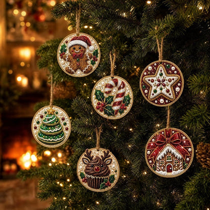 DIY Christmas Diamond Painting Ornament Kit – 6-Piece Set