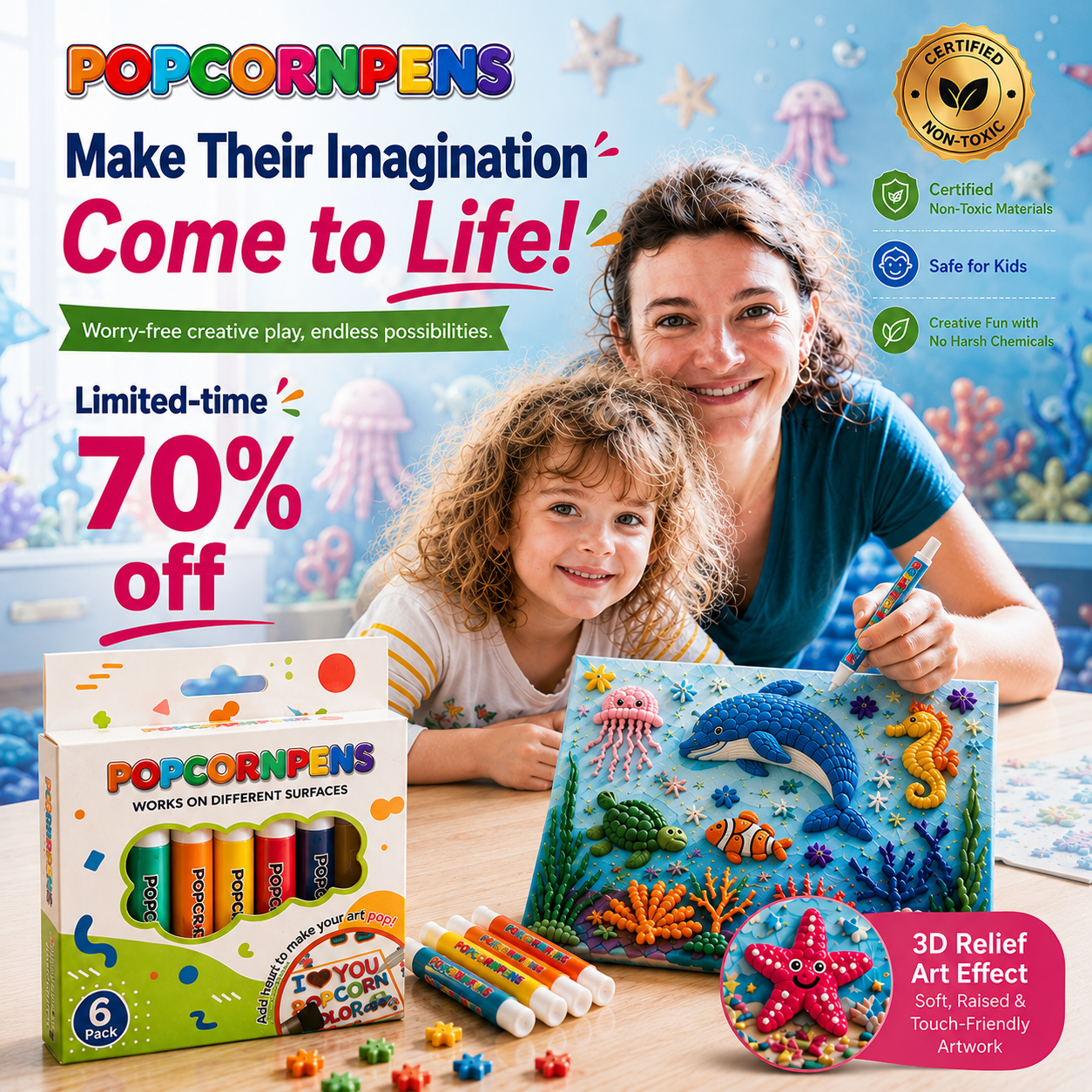 🔥Last Day Promotion 70% OFF丨IEY® 🌈3D Relief Art Pen – Turn Flat Drawings Into Touchable 3D Art