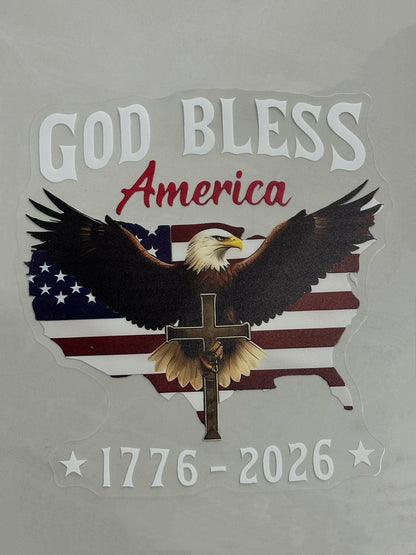 🇺🇸USA 250th Anniversary Sticker 1776-2026, 🏆God Bless America Patriotic Car Decal with Bald Eagle, Cross & American Flag, Waterproof Vinyl Window Sticker for Cars, Trucks, RVs, Veteran Gift