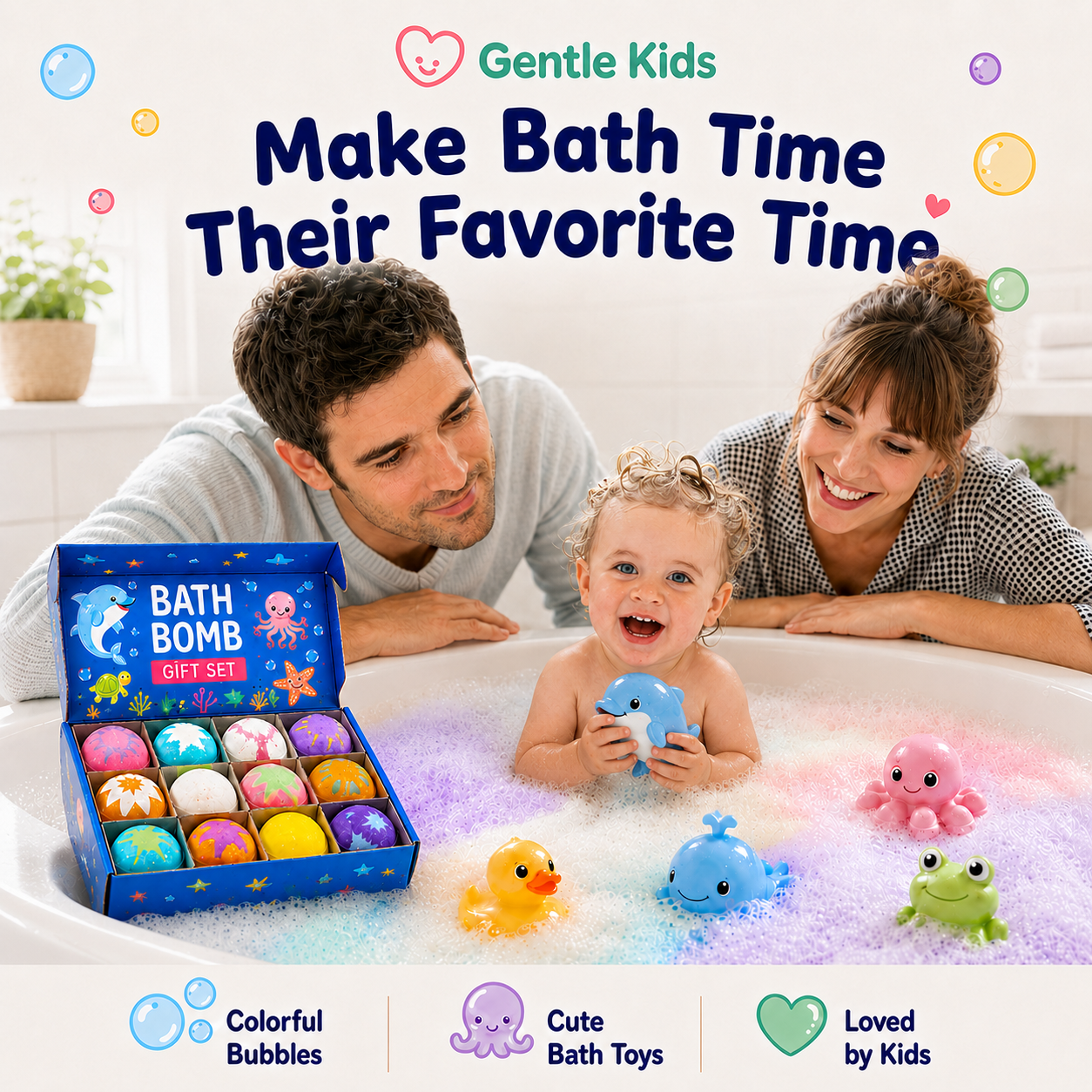🔥 Limited Time – Save 70% Today❤Gentle Kids Bath Bomb Set – Food-Grade Colors, Surprise Toys & Fun Bath Time Adventures