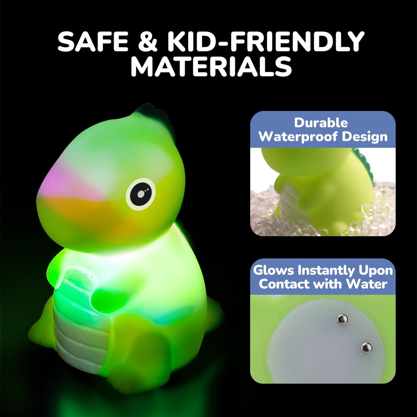 💦BVJ® Baby Light-Up Dinosaur Bath Toy—🎈Lights up in water, changes with temperature, and turns every bath into a fun little adventure.
