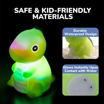💦BVJ® Baby Light-Up Dinosaur Bath Toy—🎈Lights up in water, changes with temperature, and turns every bath into a fun little adventure.