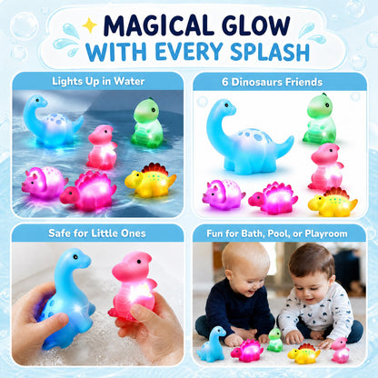 💦BVJ® Baby Light-Up Dinosaur Bath Toy—🎈Lights up in water, changes with temperature, and turns every bath into a fun little adventure.