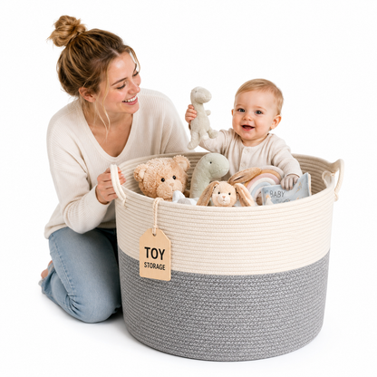 Large Woven Baby Toy Storage Basket