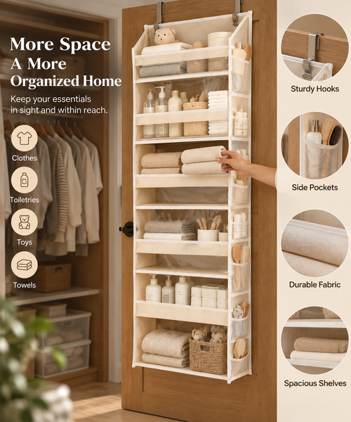 🔥 TODAY’S SPECIAL OFFER | Healrize® Over the Door Organizer with Pockets for Bedroom, Bathroom, Nursery & Closet Storage