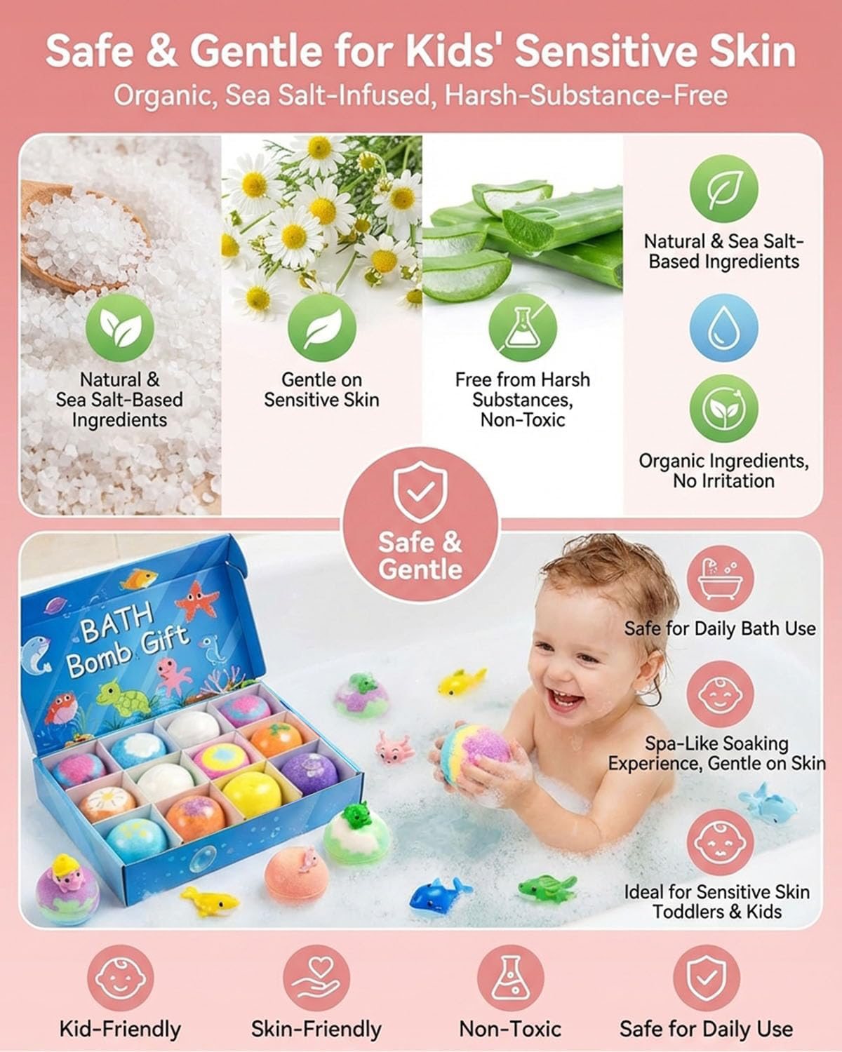 🔥 Limited Time – Save 70% Today🌿 Gentle Kids Bath Bomb Set – Food-Grade Colors, Surprise Toys & Fun Bath Time Adventures