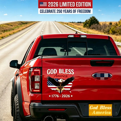 🇺🇸USA 250th Anniversary Sticker 1776-2026, 🏆God Bless America Patriotic Car Decal with Bald Eagle, Cross & American Flag, Waterproof Vinyl Window Sticker for Cars, Trucks, RVs, Veteran Gift